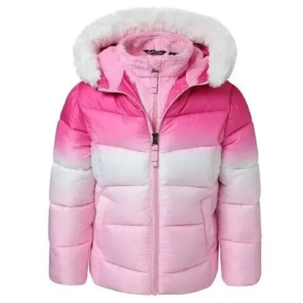 Pink Ombré Snozu Girls Hooded Puffer Jacket